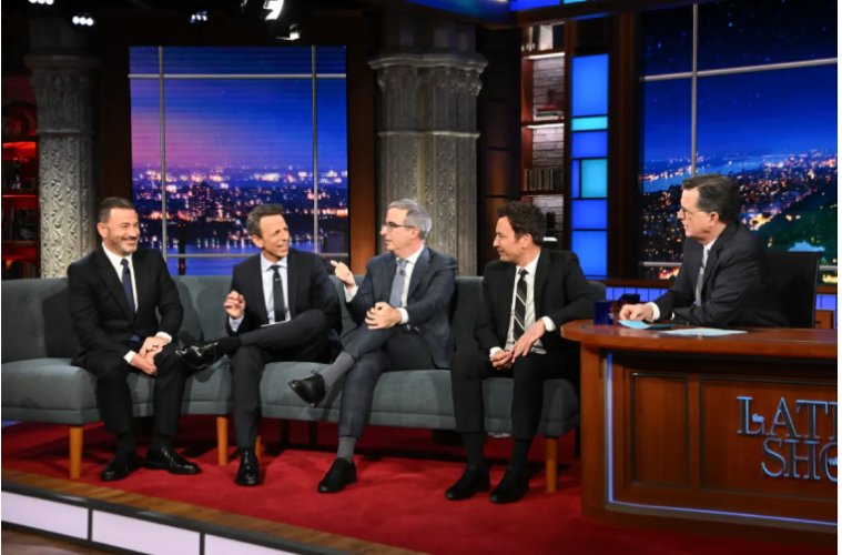 Late-Night Hosts Joke About Trump on Colbert Reunion