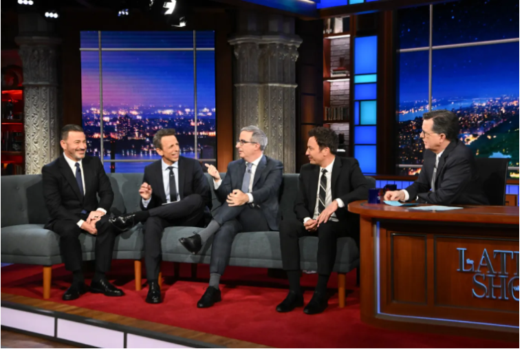 Late-Night Hosts Joke About Trump on Colbert Reunion
