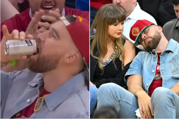 Taylor Swift Hides Her Face During Travis Kelce Beer Chug