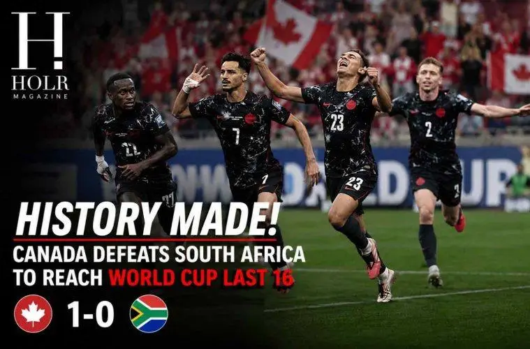 Canada celebrates Stephen Eustaquio's stoppage-time winner against South Africa in the FIFA World Cup 2026