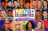 A collage featuring LGBTQ+ celebrities including Lil Nas X,
