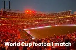 Thousands of football fans in a packed stadium using synchronized smartphone flashlights after scanning a QR code displayed on the stadium screen.