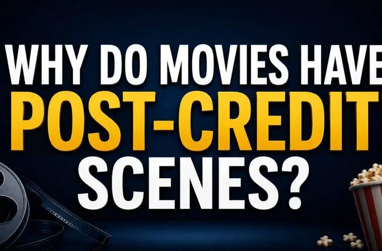 Movie theater audience watching a post-credits scene after a film