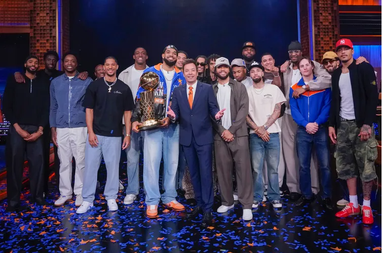 Jalen Brunson and OG Anunoby Celebrate Knicks Title