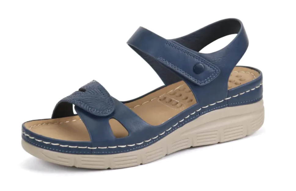 Supportive sandals with cushioned footbeds and arch support designed for comfortable walking and all-day wear.