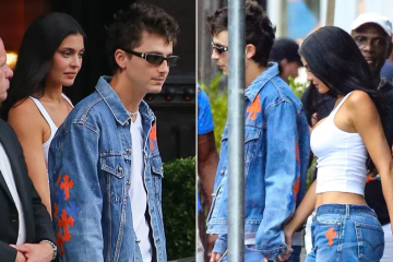 Kylie Jenner and Timothee Chalamet Twin in Denim at Knicks Game