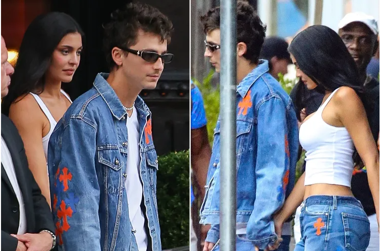 Kylie Jenner and Timothee Chalamet Twin in Denim at Knicks Game