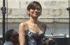 Zendaya poses in an archival John Galliano gown with a sparkling spiderweb design at the Spider-Man: Brand New Day London photocall.