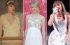 Taylor Swift wears an elegant white dress during a public appearance, showcasing her signature timeless fashion style.