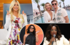 Keke Palmer, Joshua Bassett, and Spotify executive Dustee Jenkins posing together at Spotify Beach during a Cannes event.