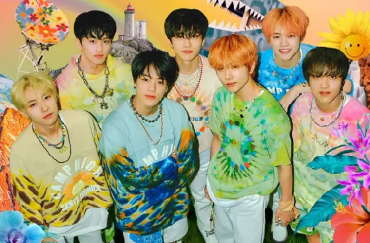 NCT Dream members performing during the Hello Future era as fans celebrate the album's fifth anniversary.
