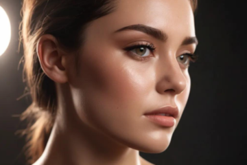 Woman applying makeup with a flawless, long-lasting finish using skincare, primer, foundation, and setting spray techniques.