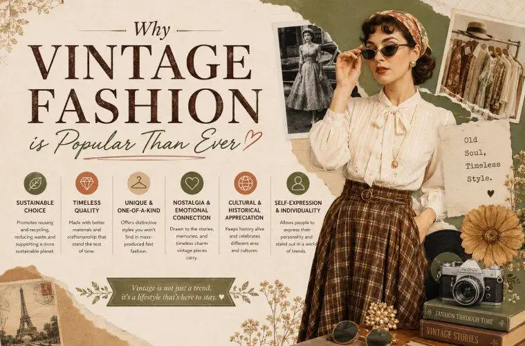 Woman wearing a vintage-inspired outfit showcasing timeless fashion style