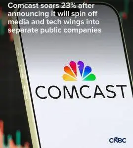  Comcast headquarters with NBCUniversal logos, illustrating Comcast's decision to spin off NBCUniversal into a separate publicly traded media and entertainment company.