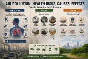 Thick smog covers a busy city skyline as traffic and industrial emissions contribute to air pollution, highlighting its health risks and the need for cleaner air solutions.