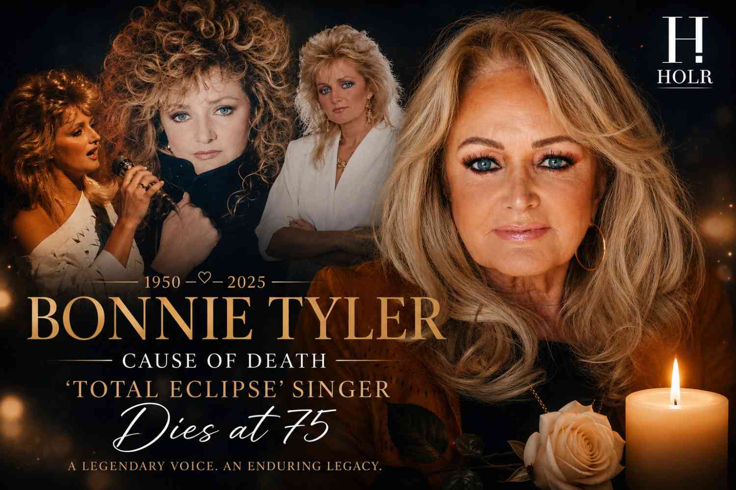 Bonnie Tyler performing during a live concert before her death at age 75.