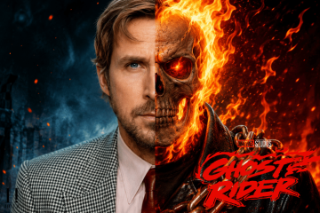 Ryan Gosling imagined as Marvel's Ghost Rider following the official announcement that he will join the MCU as Johnny Blaze.