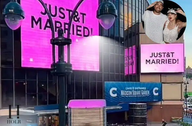 Taylor Swift and Travis Kelce celebrate their wedding at Madison Square Garden in New York City.