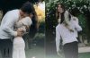 Madison Beer and NFL quarterback Justin Herbert celebrate their engagement following a romantic outdoor proposal surrounded by flowers and candles.