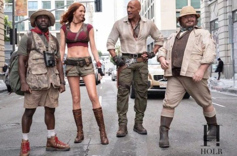 Dwayne Johnson, Jack Black, Kevin Hart, and Karen Gillan appear in the first trailer for Jumanji: Open World, where the game spills into the real world.