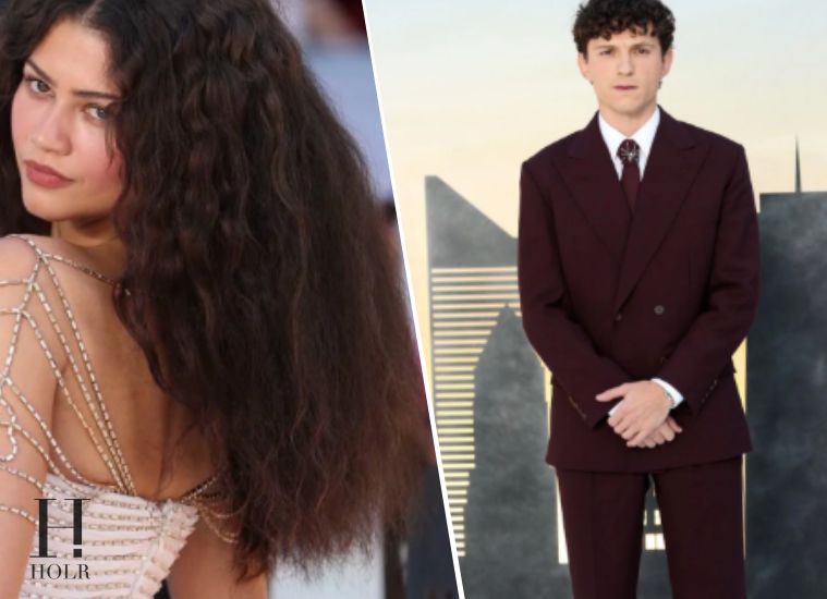 Tom Holland and Zendaya pose together on the red carpet at the London premiere of Spider-Man: Brand New Day.
