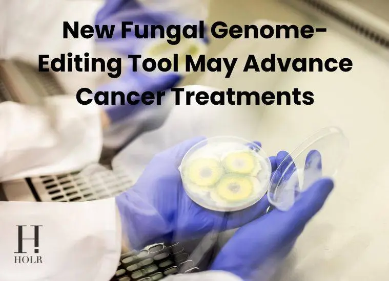 Scientists using a fungal genome-editing tool in a laboratory to advance cancer treatment research.