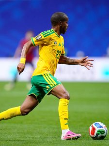 South African midfielder Jayden Adams during his time with Bafana Bafana before his passing at the age of 25.