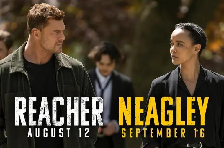 Maria Sten as Frances Neagley in first-look images from the upcoming Reacher spinoff Neagley, following the release date announcement by Prime Video.