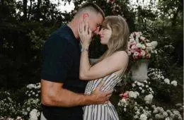 Taylor Swift and Travis Kelce celebrate after their wedding ceremony at Madison Square Garden in New York City.