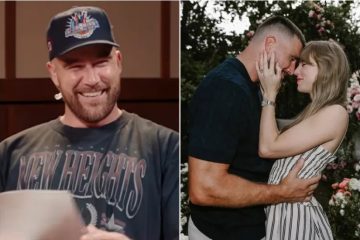 Travis Kelce speaks on the New Heights podcast while reflecting on his proposal to Taylor Swift following their wedding.