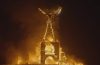 A scene from HBO's The Man Will Burn showcasing Burning Man's iconic art installations in Nevada's Black Rock Desert.