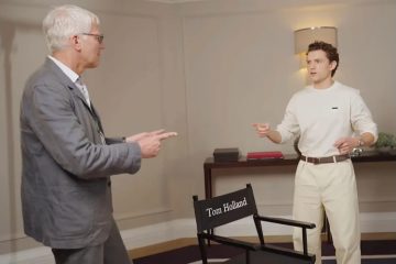 Actor Tom Holland meeting historian Tom Holland during a podcast discussion about The Odyssey.