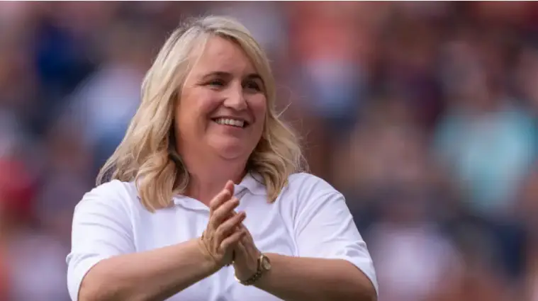Emma Hayes speaking during a football event following the announcement that she has signed with talent management agency YMU.