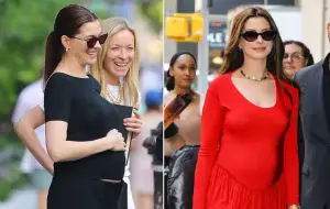 Anne Hathaway Debuts Baby Bump at The Odyssey London Photocall