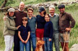 Kate Middleton poses with Prince William, Prince George, Princess Charlotte, and Prince Louis after completing a charity mountain challenge.