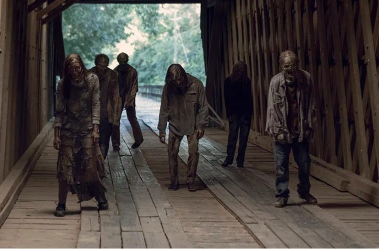 Promotional artwork for The Walking Dead franchise highlighting the new Netflix and AMC Global Media streaming partnership.