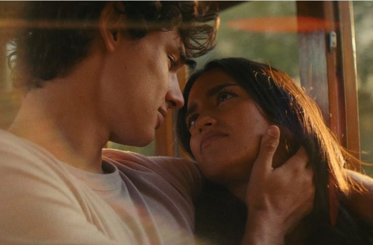 Maia Reficco and Fernando Lindez share a romantic moment in The Last Sunrise, Prime Video's upcoming romance set in Mallorca.