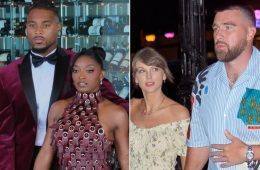 Simone Biles and Jonathan Owens attend Taylor Swift and Travis Kelce's wedding celebration.