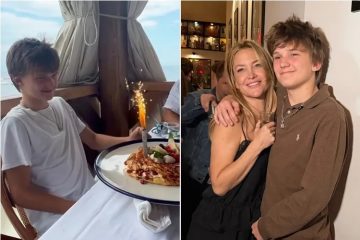 Kate Hudson celebrating her son Bingham Bellamy's 15th birthday with family photos shared on Instagram.