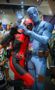 Ryan Reynolds disguised as Jeanpool poses with Comic-Con attendees during his surprise undercover appearance at San Diego Comic-Con 2026.