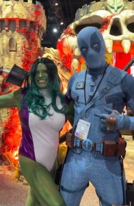 Ryan Reynolds disguised as Jeanpool poses with Comic-Con attendees during his surprise undercover appearance at San Diego Comic-Con 2026.