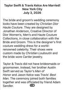 Taylor Swift and Travis Kelce Are Officially Married