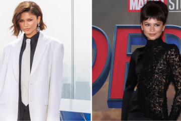 Zendaya wearing a web-inspired designer outfit during a Spider-Man promotional event, featuring intricate details that pay tribute to the Marvel superhero.