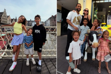 Chrissy Teigen and her four children sightseeing in Europe while accompanying John Legend during his international concert tour.
