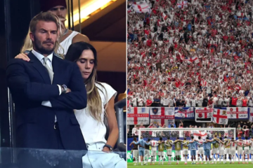 David Beckham reacting after England's elimination from the FIFA World Cup, expressing heartbreak while praising the national team's efforts.