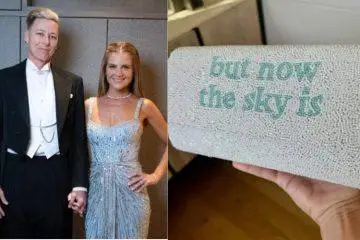 Glennon Doyle and Abby Wambach arrive at Taylor Swift and Travis Kelce's wedding, with Doyle carrying an "Opalite"-inspired custom clutch.