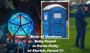 Police and emergency responders at the entrance to a Michigan music festival where authorities are investigating the death of an infant found on the festival grounds.