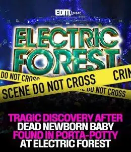 Police and emergency responders at the entrance to a Michigan music festival where authorities are investigating the death of an infant found on the festival grounds.