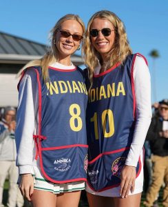 Indiana Fever teammates Lexie Hull and Sophie Cunningham relaxing together at Manhattan Beach during the team's California road trip before returning to WNBA action.