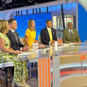 Savannah Guthrie wearing a yellow gingham dress during a live Today show broadcast after changing outfits during a commercial break.